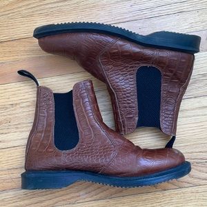 Dr. Marten Flora Brown Croc Chelsea Boots